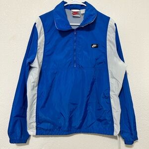 Vtg 80's/90s‎ Grey Tag Nike 1/2 Zip Windbreaker Pullover Jacket Sz L Blue/White
